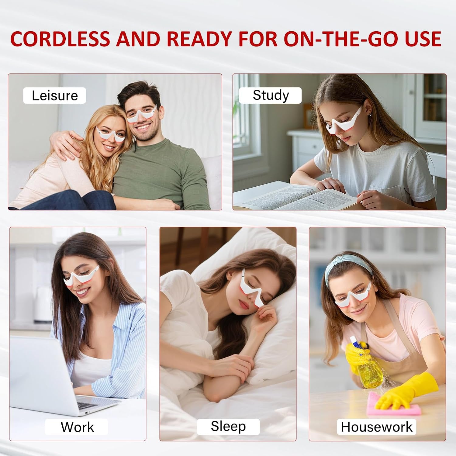 Under Eye Red Light Therapy Device,650Nm Red Light Therapy for Eyes Glasses, Microcurrent Eye Massager Mask for Dark Circles, Smoother Fine Lines & Puffiness, Home Skincare