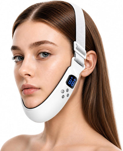 Electric Double Chin Device & V-Face Machine with 6 Modes and 12 Gear Adjustable Intensities - for Jawline Improve and Face Slimmer, Helps Obtain V-Line