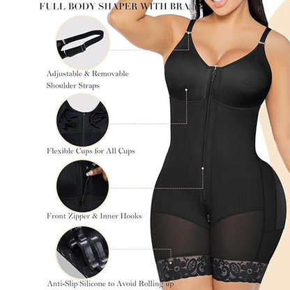Women's Tummy Control Body Shaper with Zipper