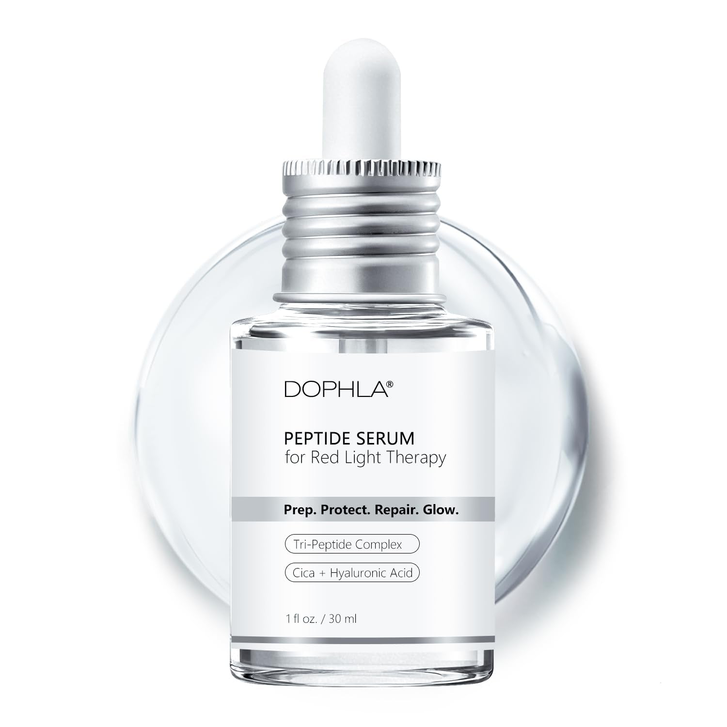 Red Light Therapy Peptide Serum, LED Activation Serum for Face and Neck with Peptides, Niacinamide, Cica & Hyaluronic Acid, Hydrating, Soothing, Firming & Anti-Aging, 1 Fl. Oz