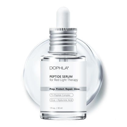Red Light Therapy Peptide Serum, LED Activation Serum for Face and Neck with Peptides, Niacinamide, Cica & Hyaluronic Acid, Hydrating, Soothing, Firming & Anti-Aging, 1 Fl. Oz