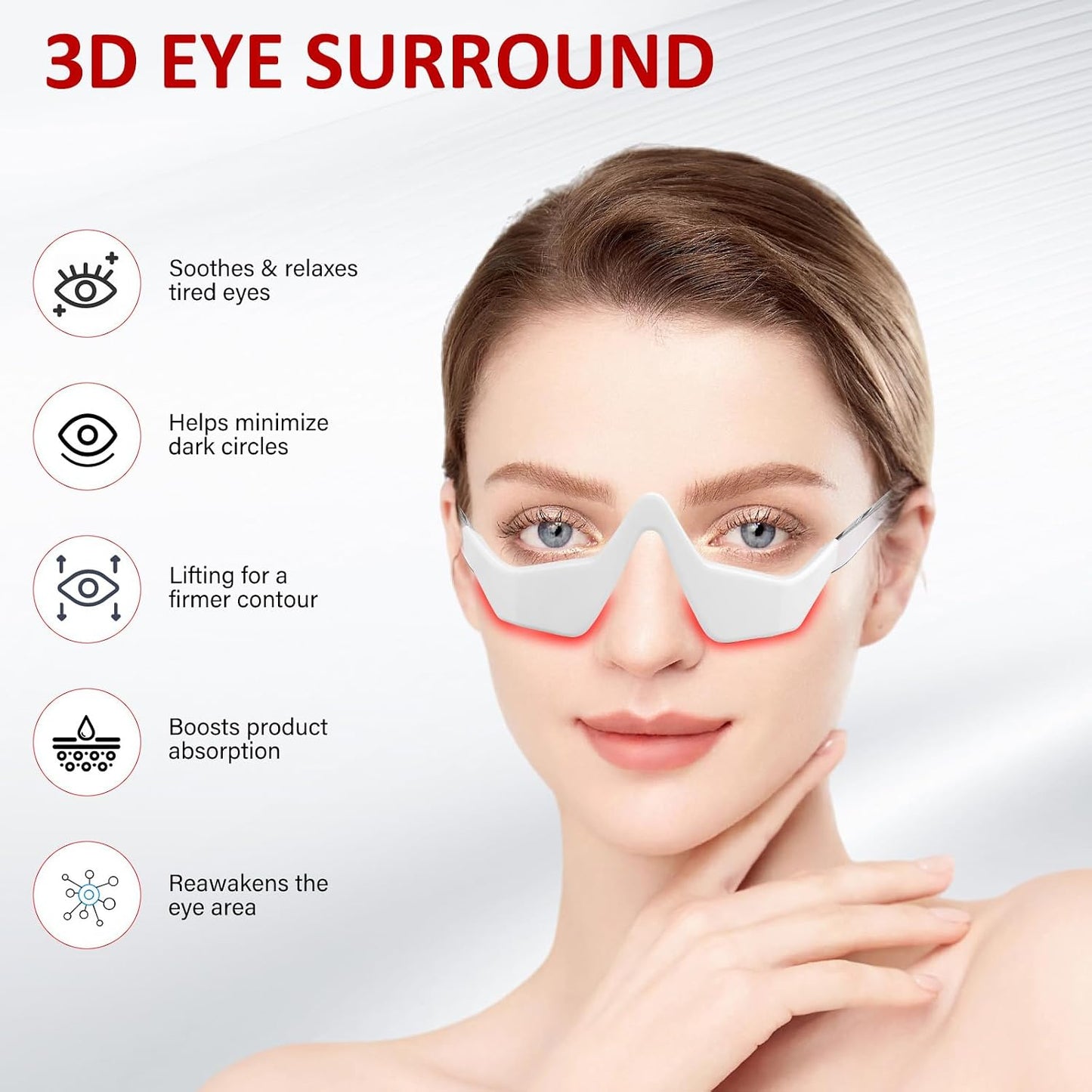 Under Eye Red Light Therapy Device,650Nm Red Light Therapy for Eyes Glasses, Microcurrent Eye Massager Mask for Dark Circles, Smoother Fine Lines & Puffiness, Home Skincare