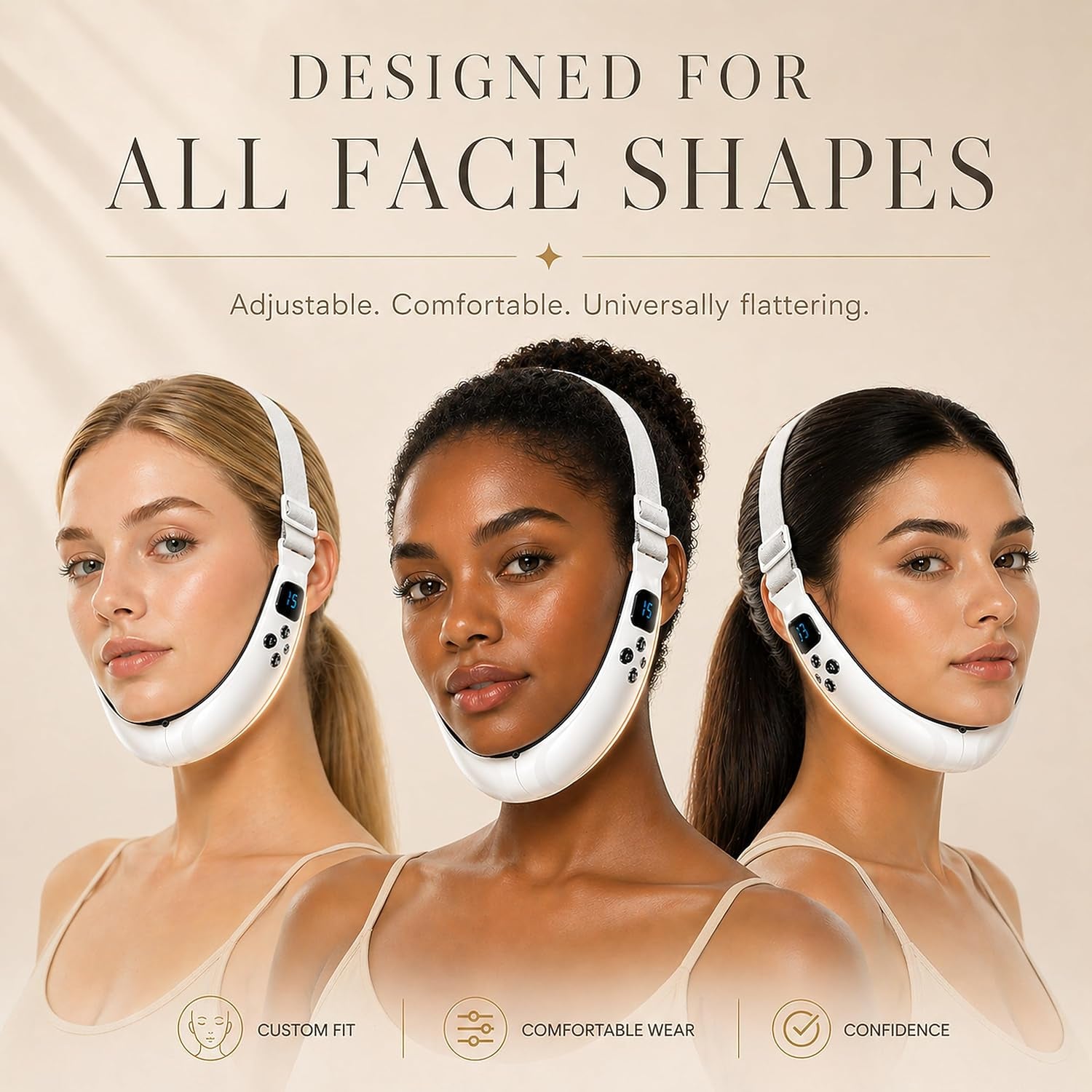 Electric Double Chin Device & V-Face Machine with 6 Modes and 12 Gear Adjustable Intensities - for Jawline Improve and Face Slimmer, Helps Obtain V-Line